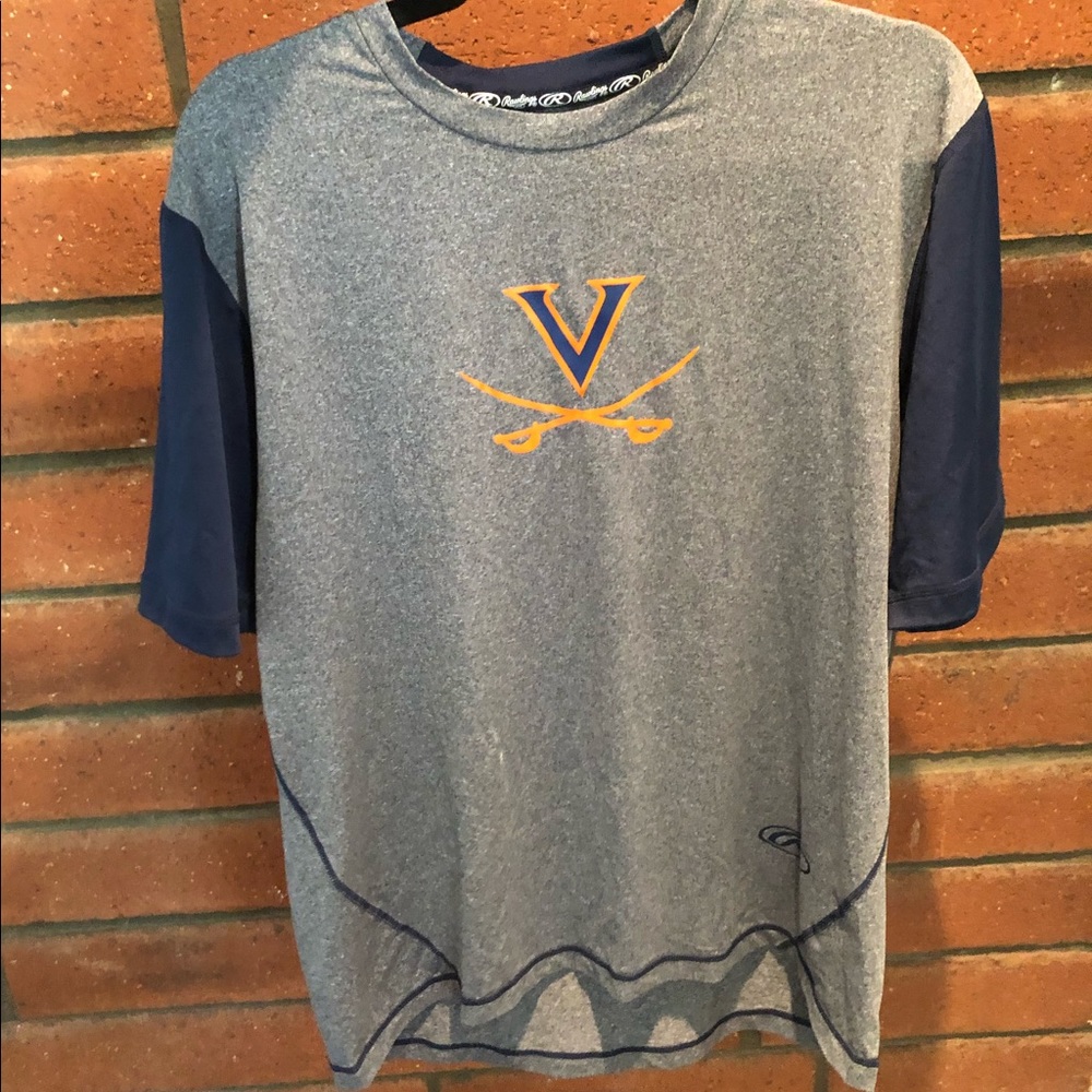 NWT Rawlings Virginia Performance Hurler Short Sleeve Baseball Shirt Mens L Gray
